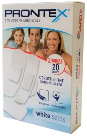 CEROTTO PRONTEX WHITE STRIPS IN TESSUTO NON TESSUTO BIANCO STERILE 3 FORMATI 20 PEZZI